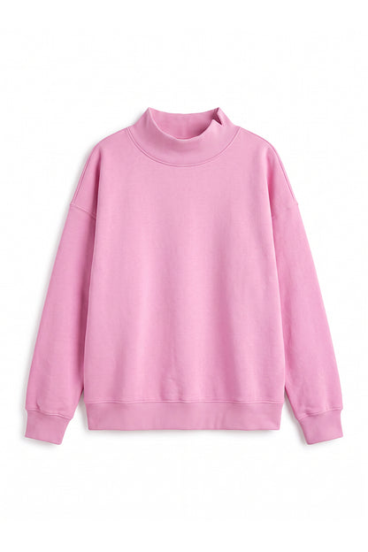 Unisex Fall Fleece Mock Neck Side Slit Sweatshirt