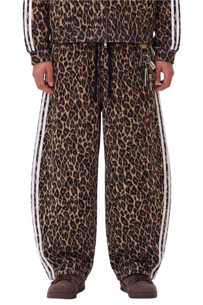 Men's Fall Winter Vintage Leopard Curved-Leg Sweatpants