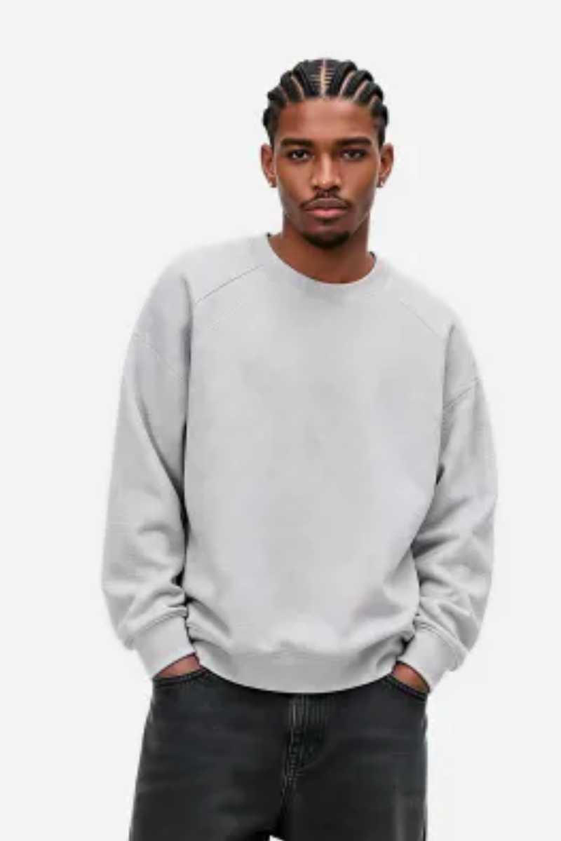 Men Fall Cotton Blend Raglan Cropped Pullover Sweatshirt
