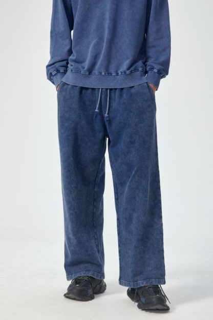 Men All Season Vintage Wax Washed Straight Sweatpants
