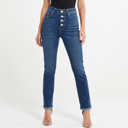 Women's High Waist Stretch Button Fly Skinny Jeans