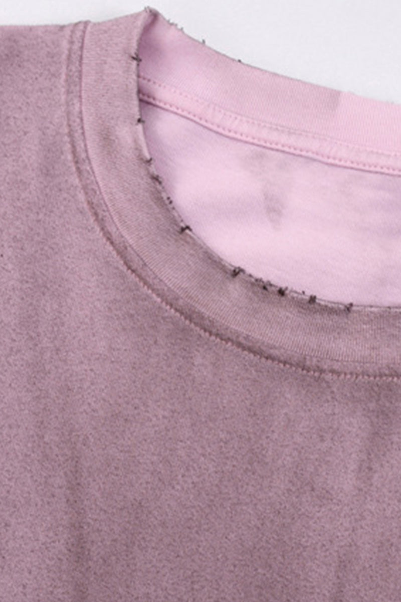 Women Fall Gradient Distressed Layered Long Sleeve Top