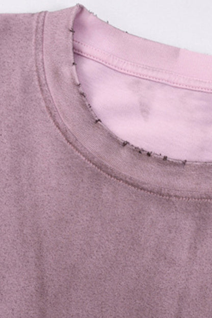Women Fall Gradient Distressed Layered Long Sleeve Top