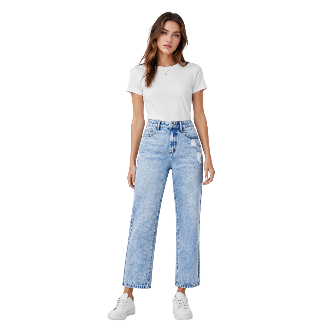 Women's vintage ripped ankle-length slim-fit jeans