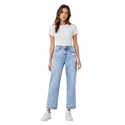 Women's vintage ripped ankle-length slim-fit jeans