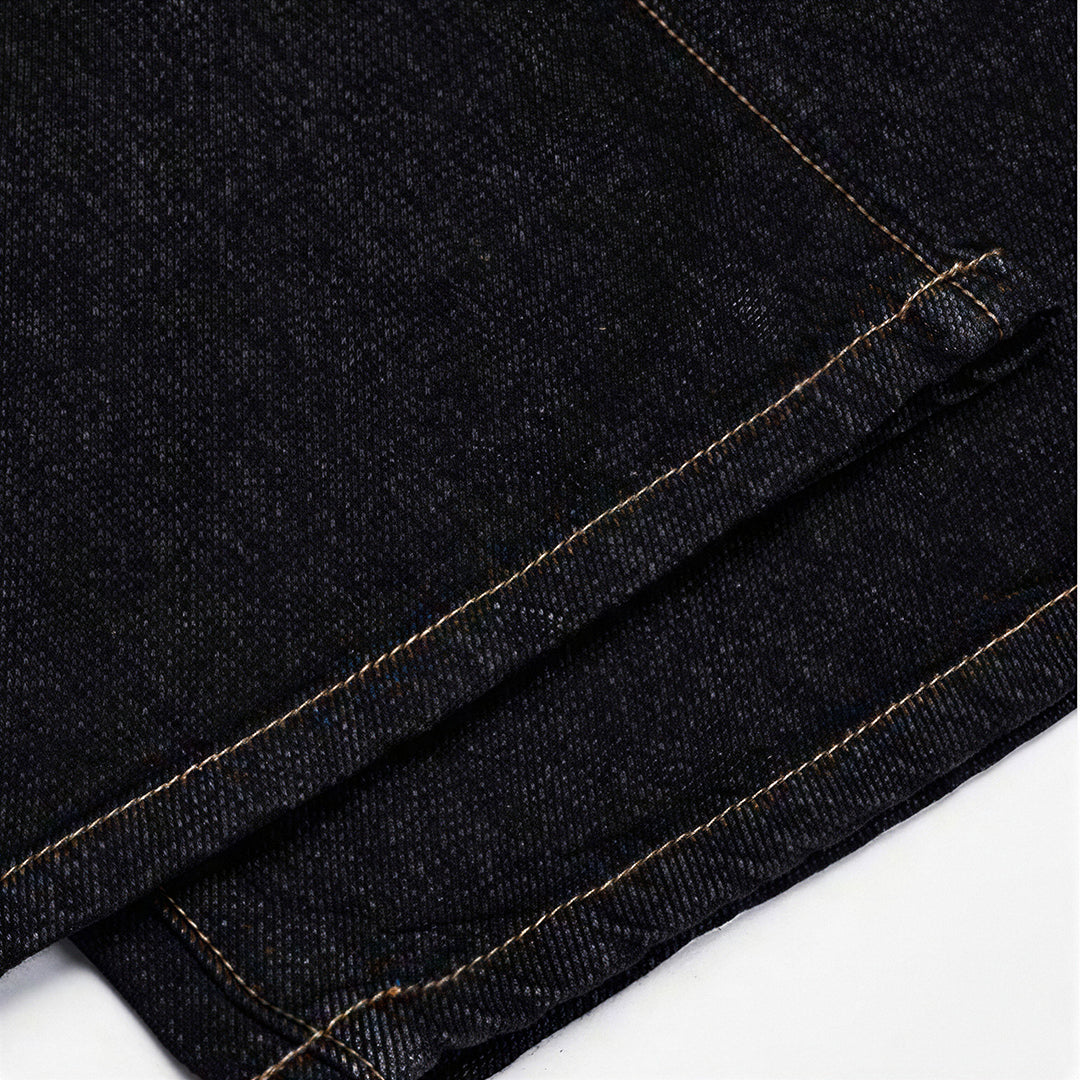 Men's Spring Contrast Stitch Wide-Leg Denim Jeans