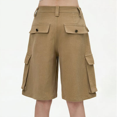 Women's Summer Khaki Multi-Pocket Cargo Denim Shorts