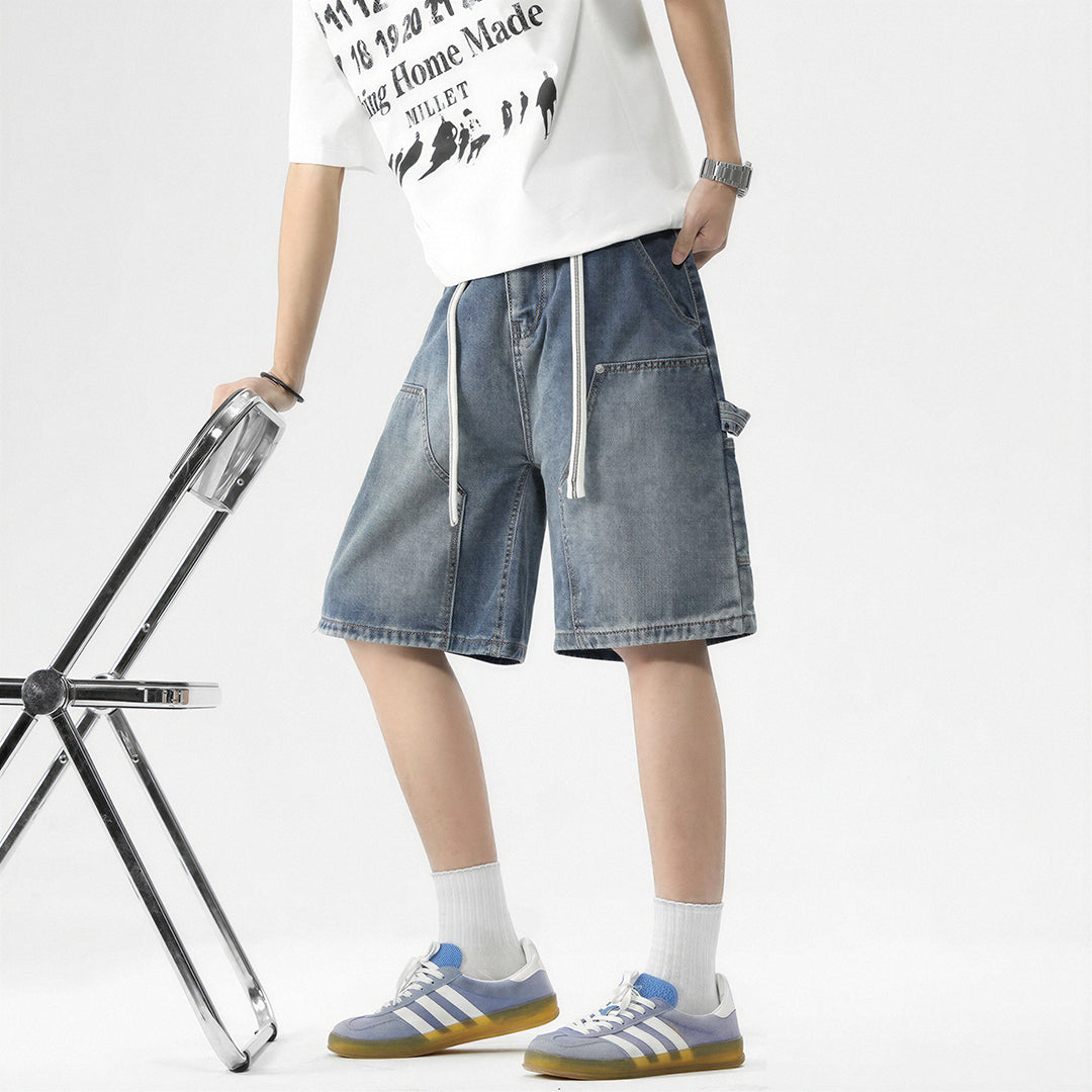 Men's Summer Light Wash Carpenter Baggy Denim Shorts