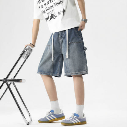 Men's Summer Light Wash Carpenter Baggy Denim Shorts