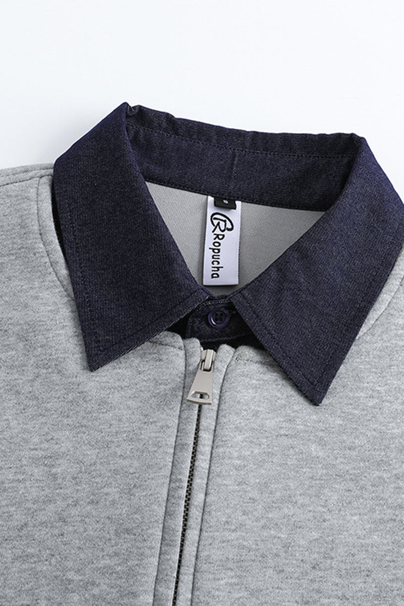 Men's Fall Winter Half-Zip Layered Preppy Sweatshirt