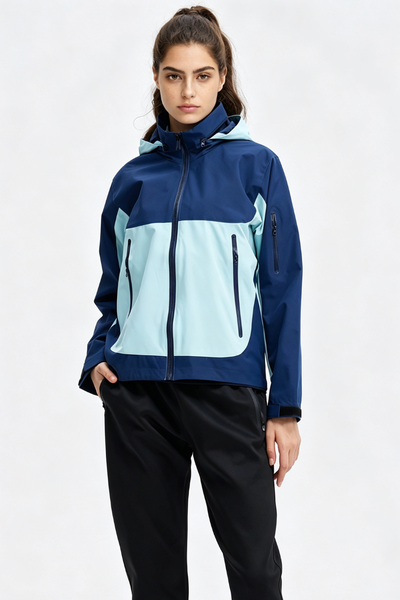 Women's Fall Colorblock Cropped Windproof Shell Jacket