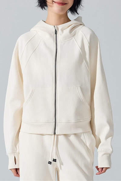 Women Fall Clothing Cozy Thermal Fleece Hooded Zip Jacket