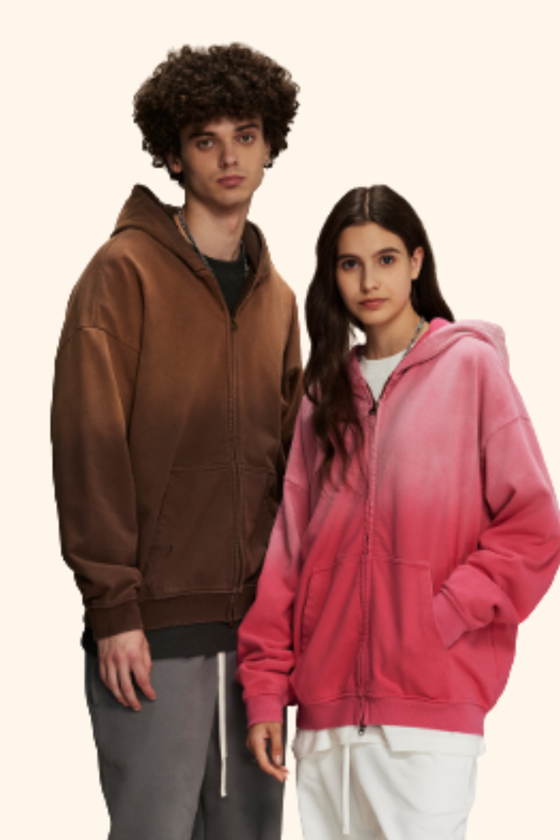 Men/Women's Unisex Spray Washed Zip Hoodie-couple's style