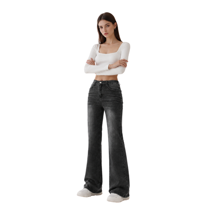 Women's Vintage Wash Stretch Straight Leg Jeans
