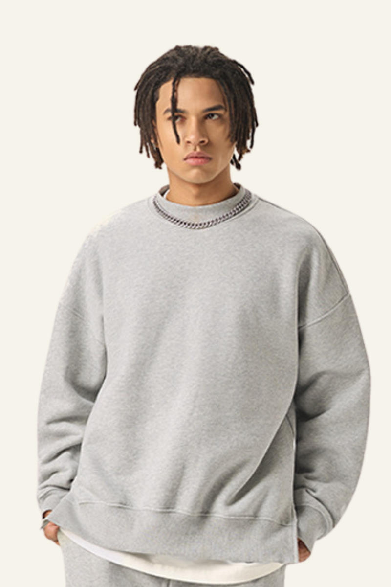Men's Streetwear Side-Seamed Fleece-lined Pullover
