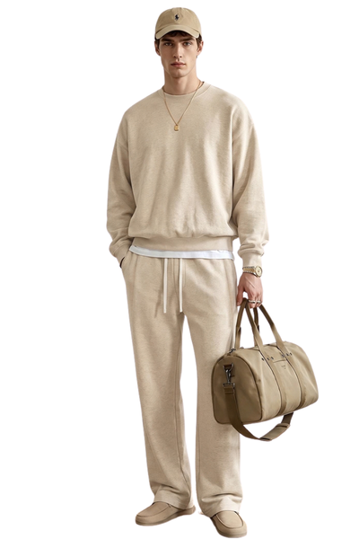 Men Fall Clothing Heathered Crewneck Sweatshirt Set