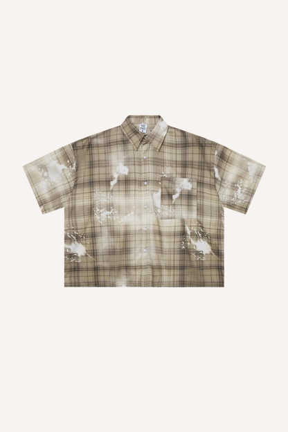 Men's Summer Relaxed Plaid Washed Stretch Breathable Tee