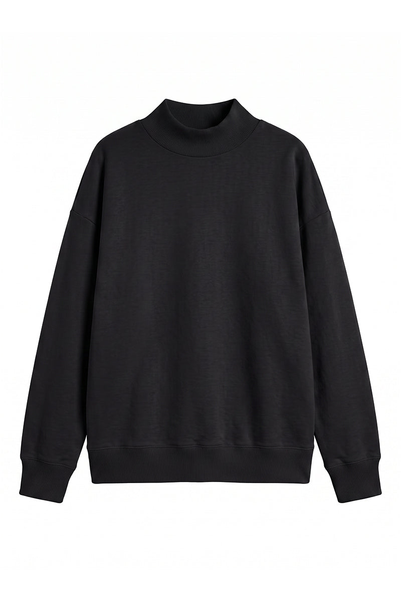 Unisex Fall Fleece Relaxed Mock Neck Sweatshirt