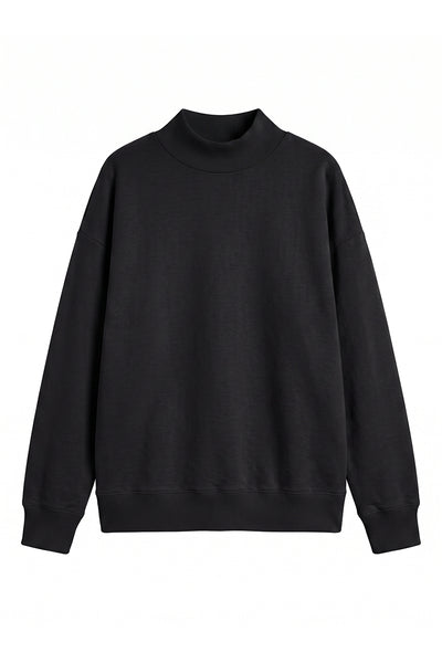 Unisex Fall Clothing Fleece Relaxed Mock Neck Sweatshirt