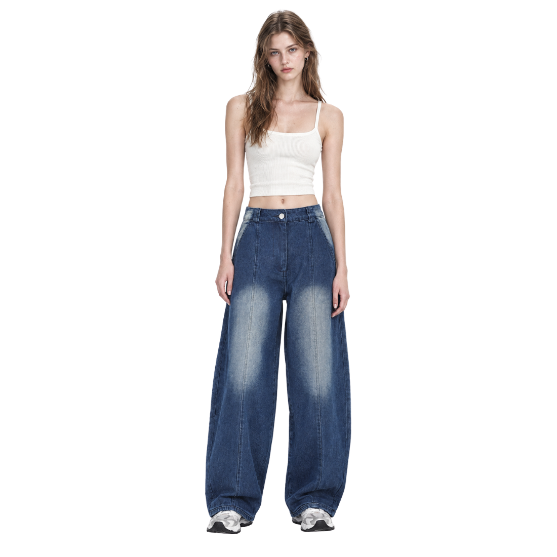 Women's Vintage Washed High Waist Wide Leg Jeans