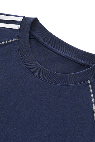 Men's Cotton Streetwear Color-blocked Patchwork T-shirt