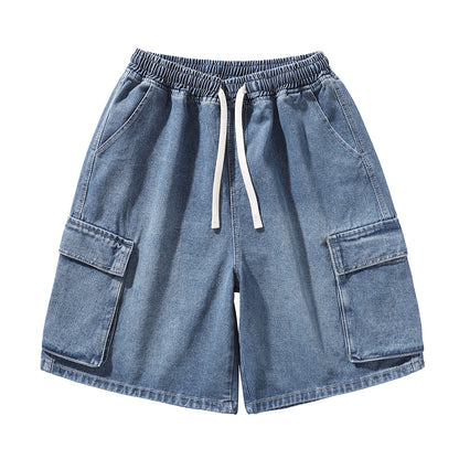 Men's Summer Light Wash Carpenter Baggy Denim Shorts