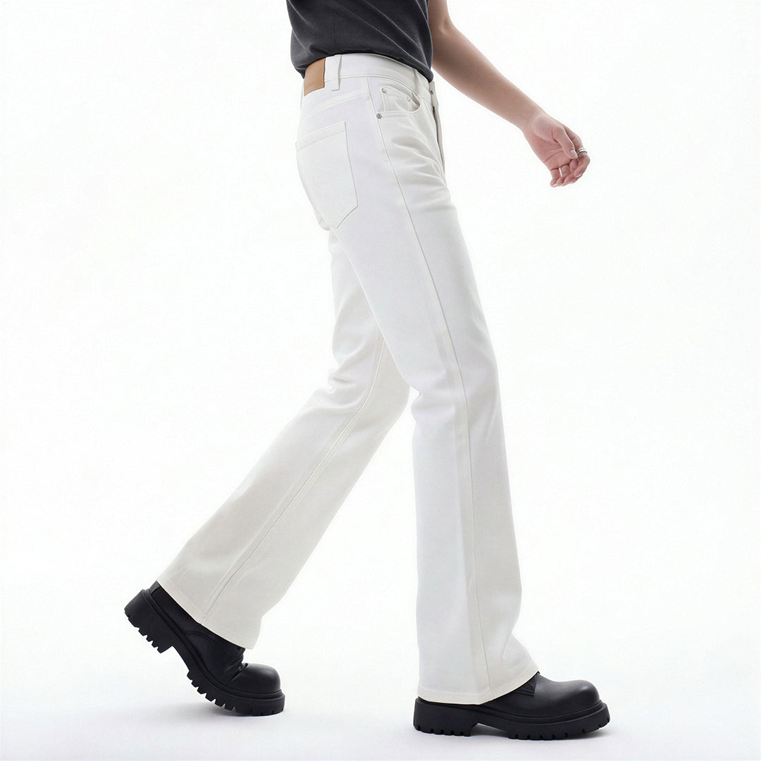 Men's Spring White Slim Flare Denim Jeans