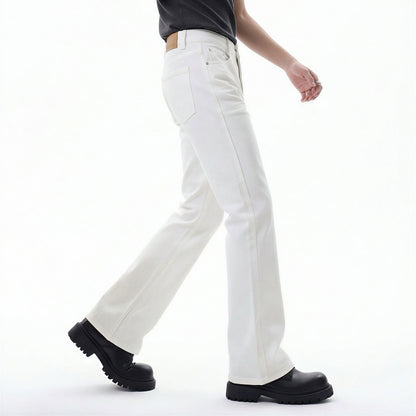 Men's Spring White Slim Flare Denim Jeans