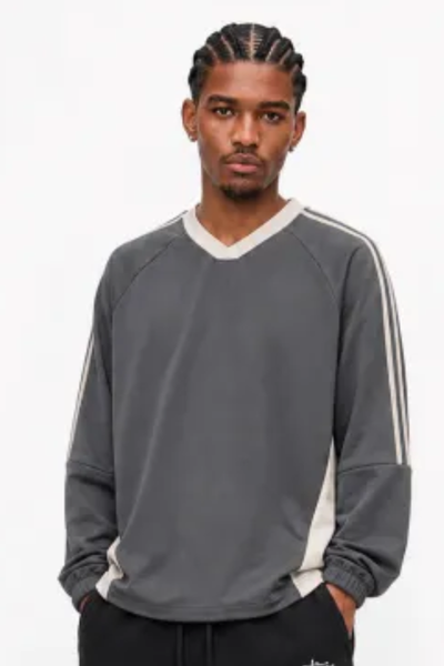 Men's Fall Colorblock V-Neck Raglan Long-Sleeve T-Shirt