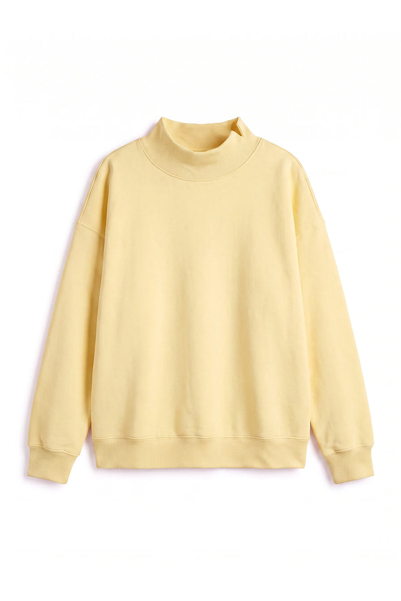 Unisex Fall Fleece Mock Neck Side Slit Sweatshirt