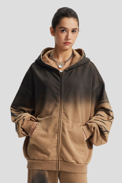 Women's Cotton Streetwear Gradient Hooded Jacket