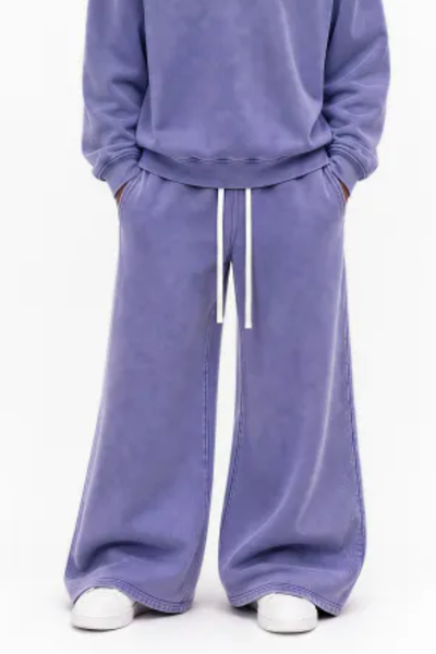 Men Fall 400gsm 100% Cotton Washed Pocket Flare Sweatpants
