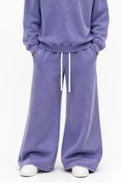 Men Fall 400gsm 100% Cotton Washed Pocket Flare Sweatpants