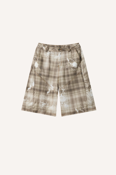 Men's 2026 Summer Curved Cargo 7/8 Plaid Washed Pants