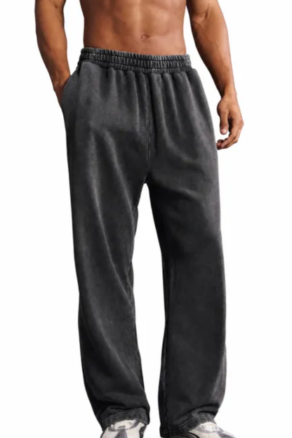 Men's Fall Snow-Wash Straight-Leg Cotton Sweatpants
