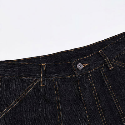Men's Spring Contrast Stitch Wide-Leg Denim Jeans