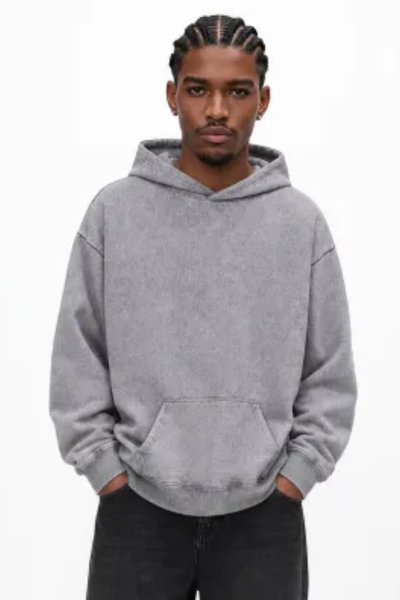 Men Fall 400G Washed Vintage Loopback Pullover Hoodie