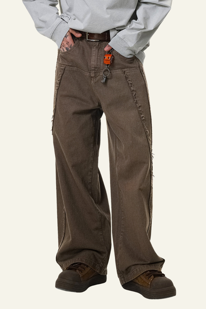 Men's  Cotton Streetwear Distressed-style Vintage Pants
