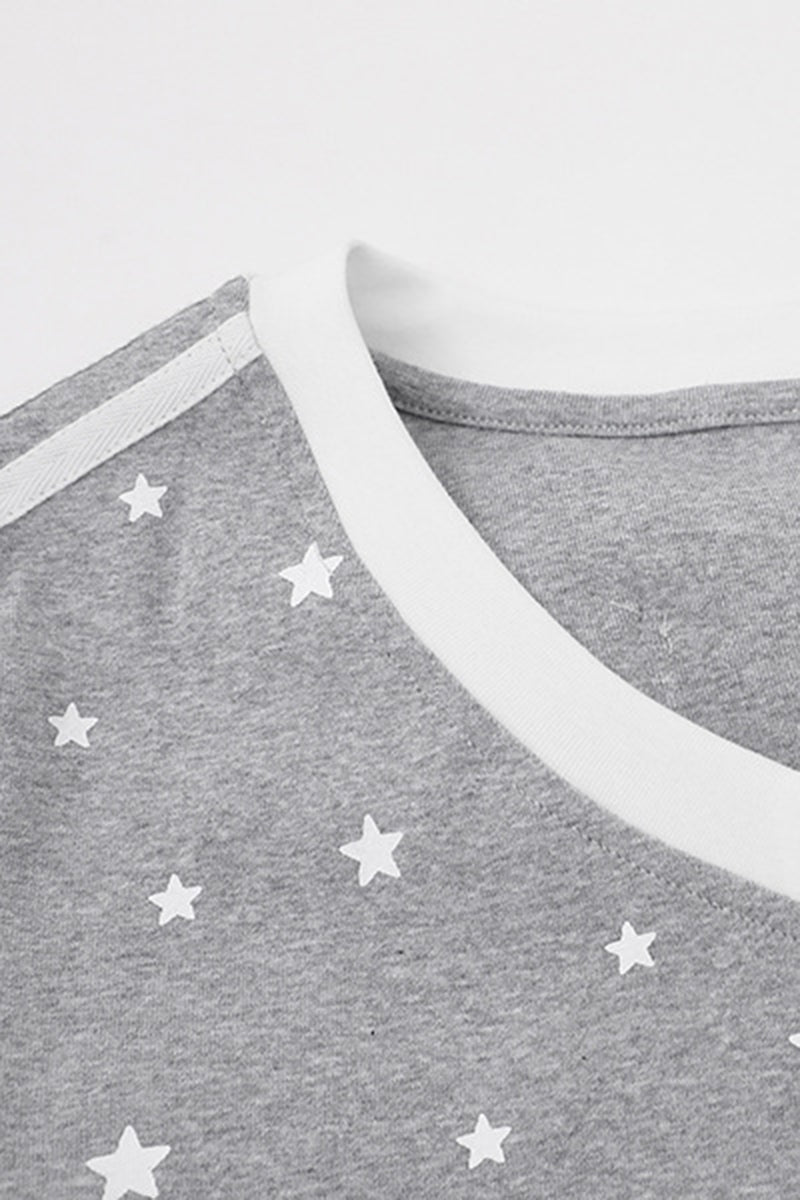 Women's Summer 3D Wing Star Print V-Neck Cotton T-Shirt