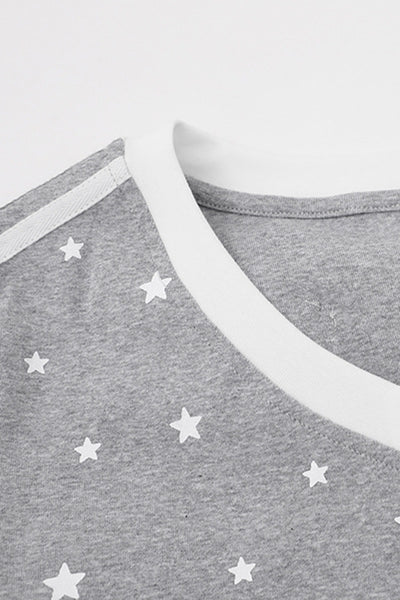 Women's Summer 3D Wing Star Print V-Neck Cotton T-Shirt