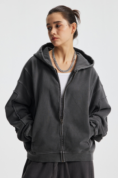 Women's Cotton Streetwear Full Zipper Hooded Jacket