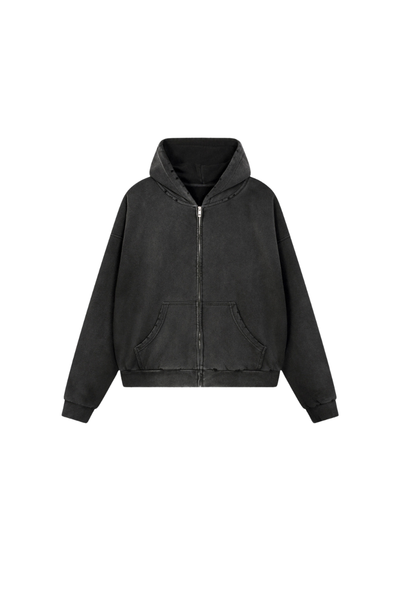 Women Fall Acid Wash Distressed Boxy Cropped Hoodie