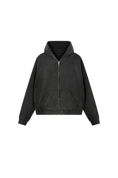 Women Fall Acid Wash Distressed Boxy Cropped Hoodie