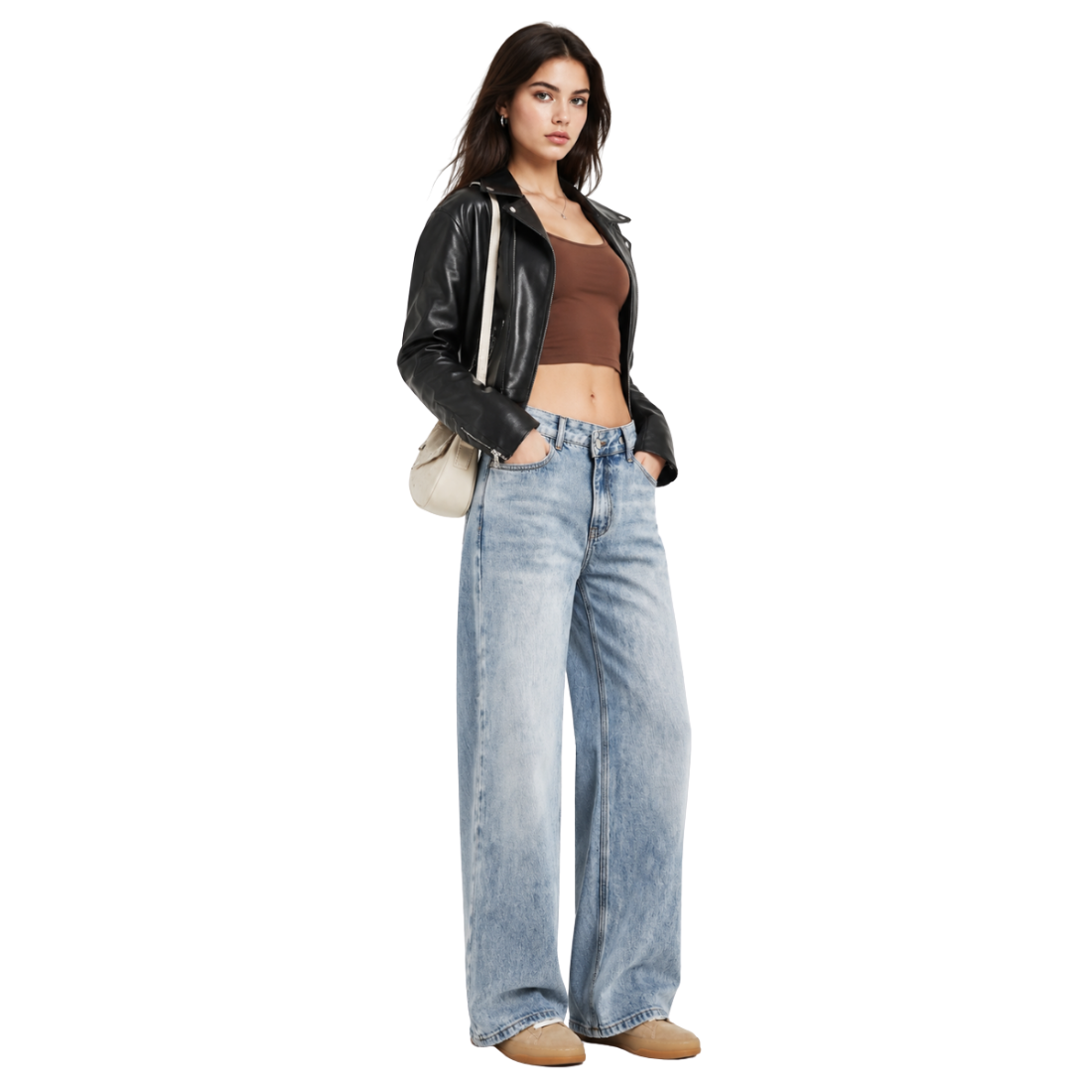 Women's High Waist Light Wash Vintage Baggy Wide Leg Jeans