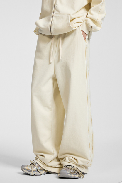 Men's Fall 450g Knit Raw Edge Washed Straight Pants