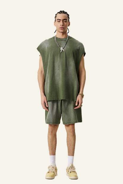 Men's Vintage Gradient Cotton Set:T-shirt And Short