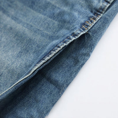 Men's Spring Vintage Whisker Baggy Wide Leg Denim Jeans