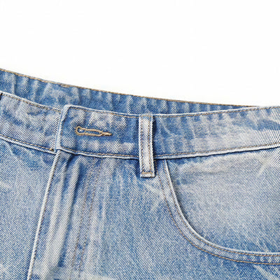 Men's Summer Cross Print Washed Baggy Denim Shorts