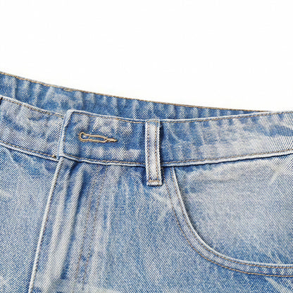 Men's Summer Cross Print Washed Baggy Denim Shorts