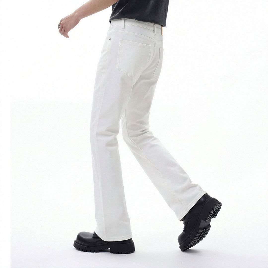 Men's Spring White Slim Flare Denim Jeans
